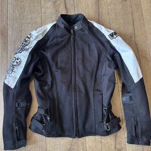 Black and White Women's Motorcycle Jacket
